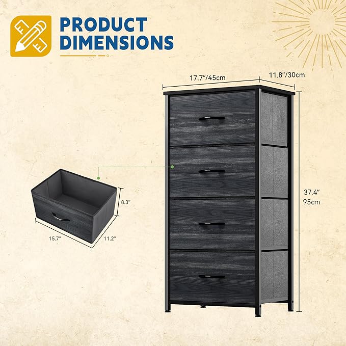 DWVO 4 Drawers Dresser, Dresser - Image 3