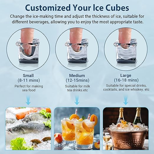 Commercial Ice Maker Machine 100 Lbs/24H, 36 Ice Cubes in 9-15 Mins, Dual Water - Image 3