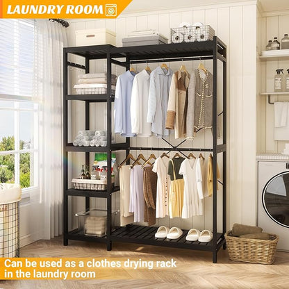 Homykic Bamboo Clothes Rack Garment Rack - Image 8