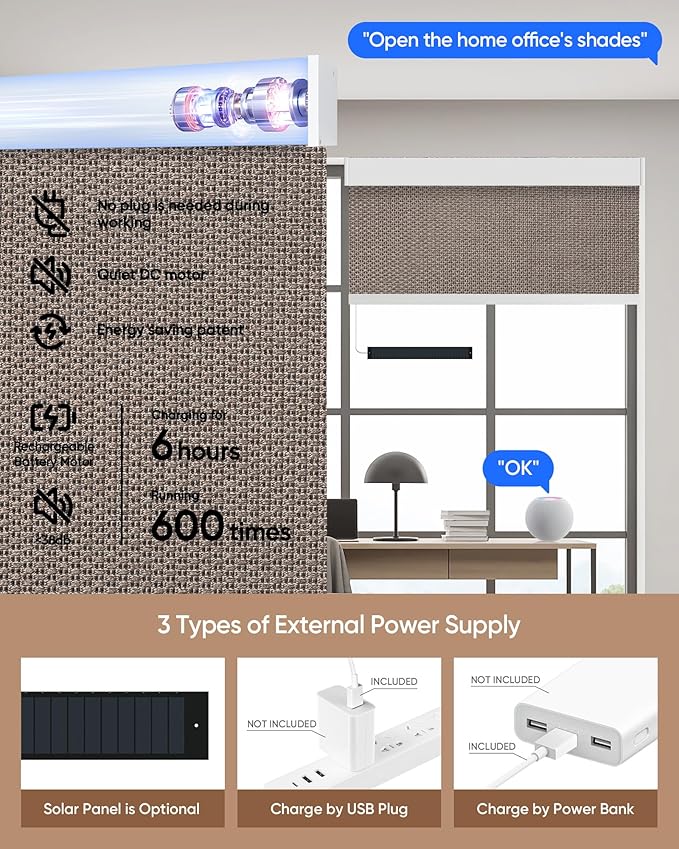 Kincmo Motorized Blinds with Remote, 100% Blackout Motorized Roller Shades Work - Image 5