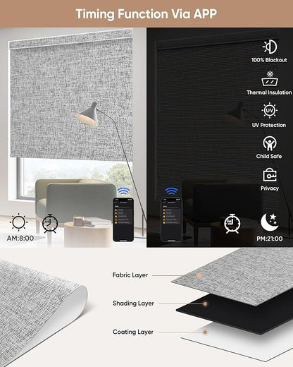 Kincmo Motorized Blinds with Remote, 100% Blackout Motorized Roller Shades Work - Image 4