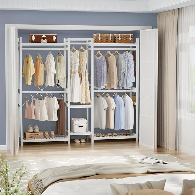 Homykic Bamboo Closet System Clothes Rack, Large Freestanding Garment Rack - Image 7