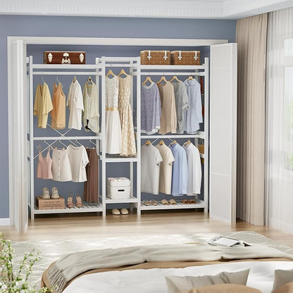 Homykic Bamboo Closet System Clothes Rack, Large Freestanding Garment Rack - Image 7
