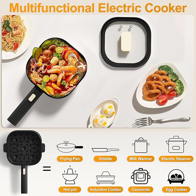 Dezin 2L Electric Hot Pot with Steamer, Rapid 800W Non-Stick Ceramic Coating - Image 8