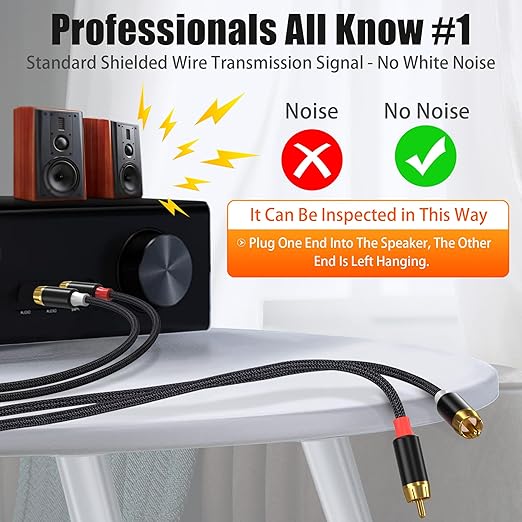 AGVEE 4ft RCA Cable, 2 RCA Male Thickened Six Claws Plug Stereo Auxiliary Audio - Image 3