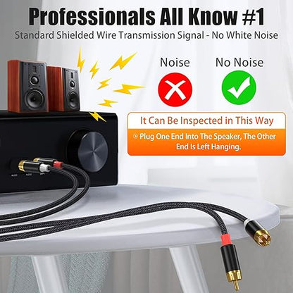 AGVEE 4ft RCA Cable, 2 RCA Male Thickened Six Claws Plug Stereo Auxiliary Audio - Image 3