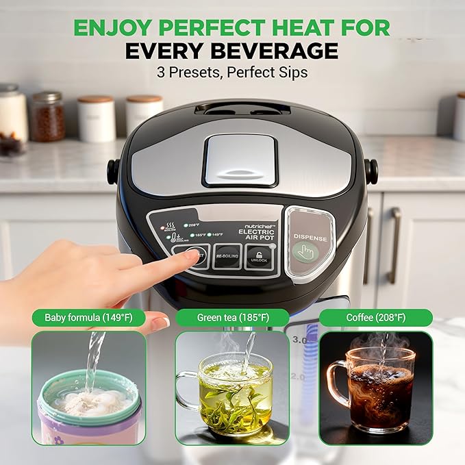 NutriChef Electric Water Boiler and Warmer - 3L/3.17 Qt Stainless Steel - Image 3