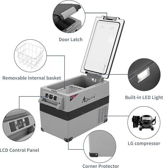 Alpicool LGCF45 Portable Refrigerator 12 Volt Car Freezer 42 Quart Mini Fridge - Image 5