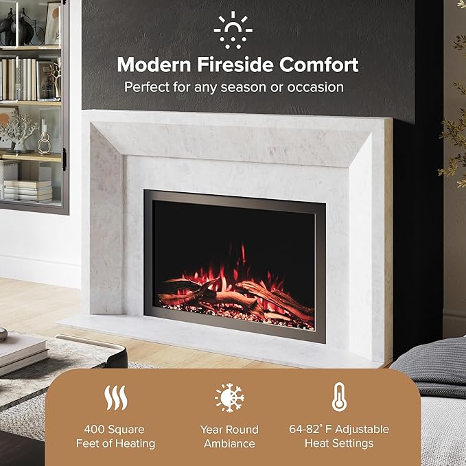 Modern Ember Highmark Traditional 33 Inch Built-in Smart Electric Fireplace - Image 5