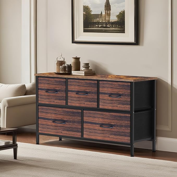 Dresser for Bedroom with 5 Drawers, Chest of Drawers, Storage Drawers Organizer - Image 5