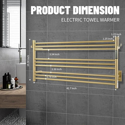 K&KALONZO Towel Warmer for Bathroom, Wall-Mounted 9-Bar Heated Towel Rack - Image 6