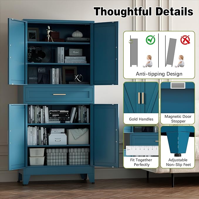 COFaR Farmhouse Storage Kitchen Pantry Cabinet - Image 7