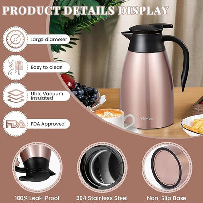 51 Oz Thermal Coffee Carafe, Stainless Steel Insulated Vacuum coffee crafts to - Image 6