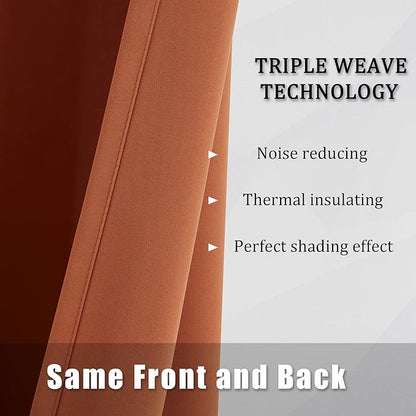 DUALIFE Rust Red Curtain Panels 96 Inch Length Solid Blackout Curtains Burnt - Image 5
