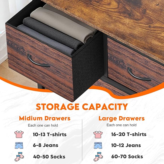 Dresser for Bedroom with 9 Drawers, Chest of Drawers, Storage Drawers Organizer - Image 6