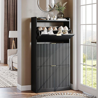 CHUWELL Fluted Shoe Cabinet Storage - Image 8