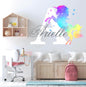 Girls Nursery Glitter Shimmer Sparkle Printed Unicorn Name and Initial Personalized Custom Name Vinyl Wall Decal, Wall Decor Sticker (Multiple Sizes to Choose from) (Rainbow Shimmer)