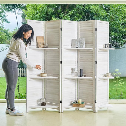 Partition Room Dividers, Folding Wood Privacy Screen - Image 3