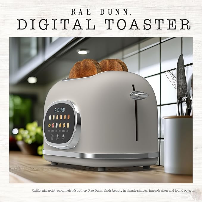Rae Dunn Retro Digital Electric Toaster, 2 Slice Stainless Steel Toaster - Image 4