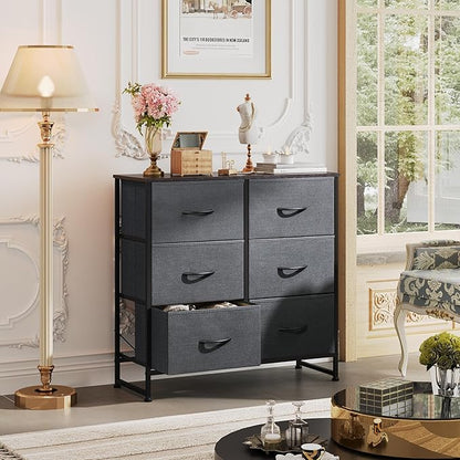 WLIVE Fabric Dresser for Bedroom, 6 Drawer Double Dresser, Storage Tower - Image 2