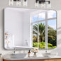 48x40 Inch Silver Bathroom Mirror, Large Rectangle Mirror, Metal Framed by WelcometoCIVENO