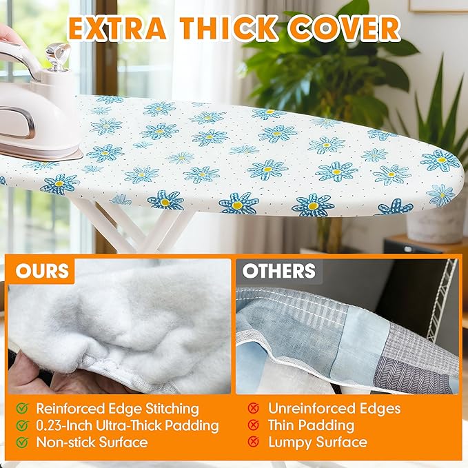 Ironing Board Cover and Pad, 18x49 Extra Wide Thick Iron Padding, Scorch & - Image 3