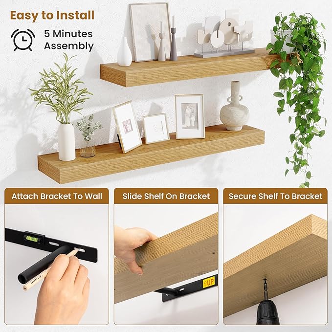 Fun Memories Bathroom Shelves 32 Inch Long Set of 2, Floating Shelves - Image 5