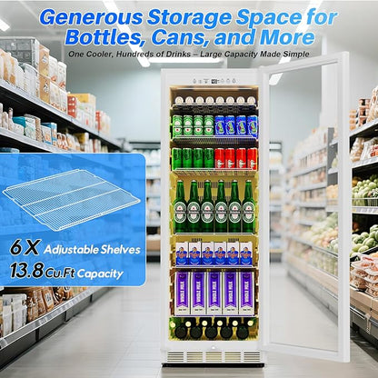 Commercial Display Beverage Fridge: 13.8 Cu Ft Upright Cooler - Image 2