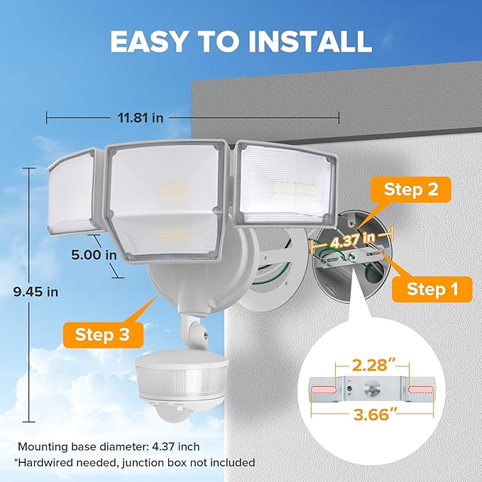 LUTEC 84W 9500LM LED Security Light Motion Sensor Outdoor Lights - Image 9