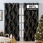 L.Z.E Black Gold Blackout Curtains for Bedroom, Heavy Duty Velvet Curtains 120 Inches Long 2 Panels Set, 80% Room Darkening Curtains for Living Room, Extra Long & Thick Drapes with Gold Pattern