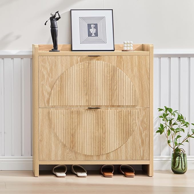 Narrow Shoe Cabinet with 2 Flip Drawers by Unknown