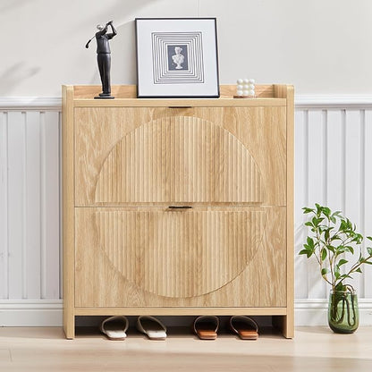 Narrow Shoe Cabinet with 2 Flip Drawers by Unknown