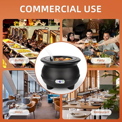 YUANHAO 8 Qt. Black Soup Kettle Warmer - 120V - Image 5