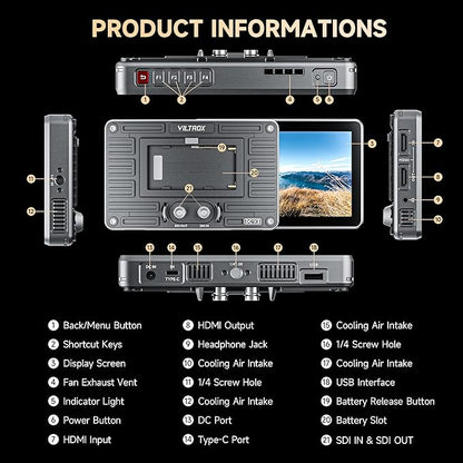 VILTROX DC-X3 2000 Nits SDI Camera Field Monitor Kit - Image 9