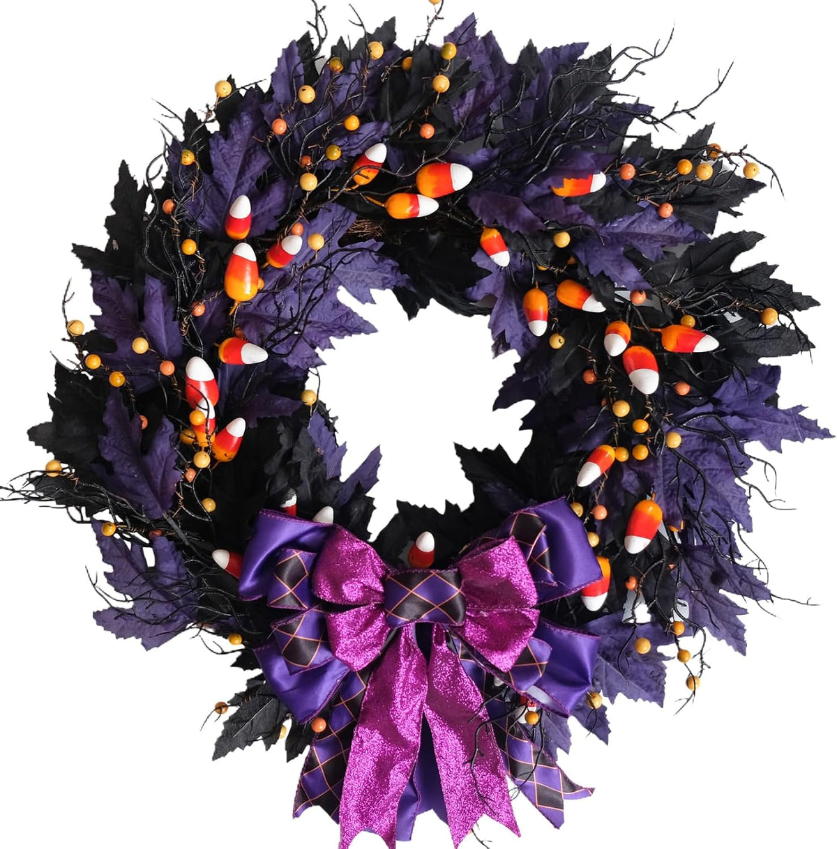 idyllic 22 Inches Halloween Door Wreath, Black Halloween Wreaths for Front Do...