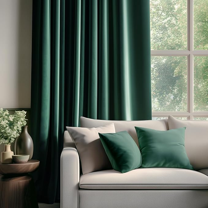FMFUNCTEX Velvet Curtains Emerald Green Thermal Insulated Curtains - Image 7