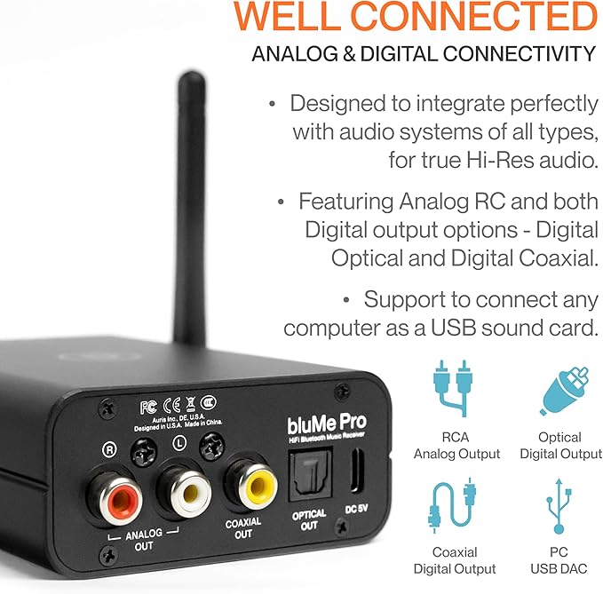 Auris Blume Pro HiFi Bluetooth 5.3 Music Receiver Long Range Bluetooth Adapter - Image 5