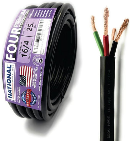 NATIONAL Wire & Cable – 16 AWG 4-Conductor Premium Copper Wire, 25 ft, Stranded by NATIONALWireCable