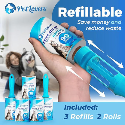 PetLovers Extra Sticky Lint Roller Mega Value Set 450 Sheets - Image 6