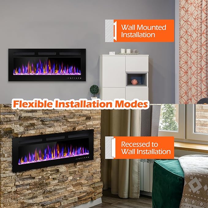 40" Electric Fireplace Wall Mounted and Recessed - Image 10