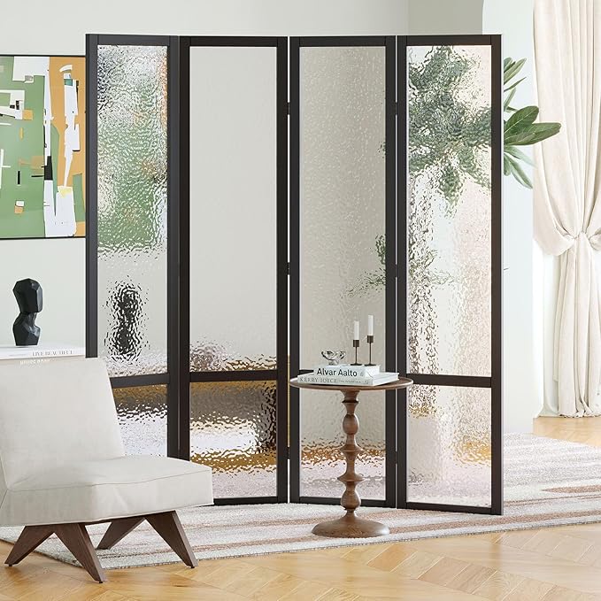 Acrylic Room Divider, 4-Panel Freestanding Partition Screen, Frosted - Image 7