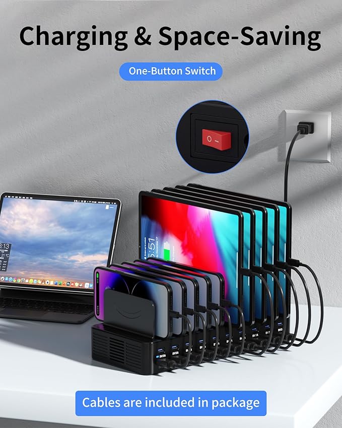 270W Charging Station for Multiple Devices, 20-Port USB Fast Charging Station - Image 7