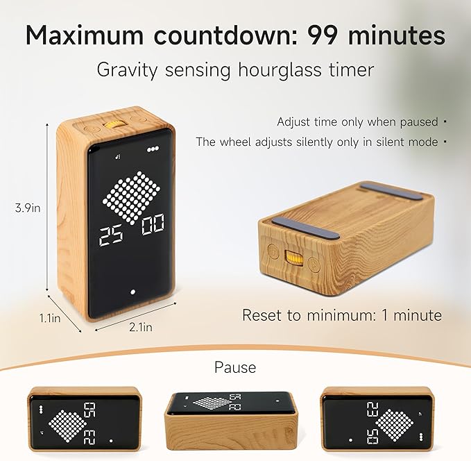 Digital Hourglass Timer, Rechargeable Magnetic Visual Timer - Image 2