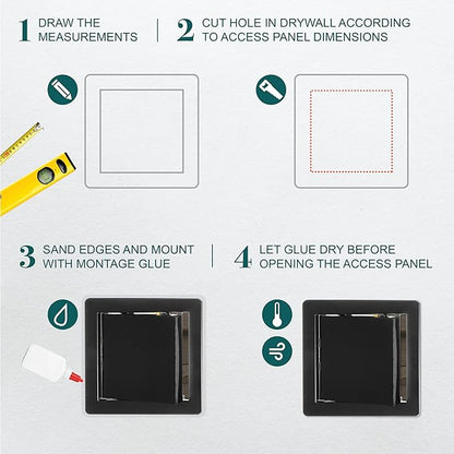 6" x 6" Black Plastic Access Panel. Service Shaft Door Panel. Plumbing - Image 3