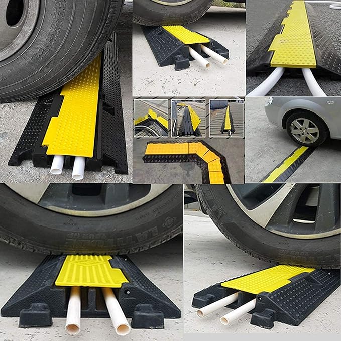 Reliancer 3 Pack Dual Channel Rubber Cable Protector Ramp 2 Channel Traffic - Image 9
