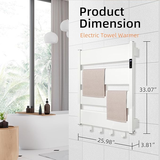 K&KALONZO Towel Warmer for Bathroom, Wall-Mounted Heated Towel Rack - Image 7