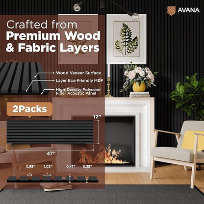 Avana Acoustic Wood Wall Panels – 47.2 X 12.6 Inch Black Oak Acoustic Panels 2 - Image 4