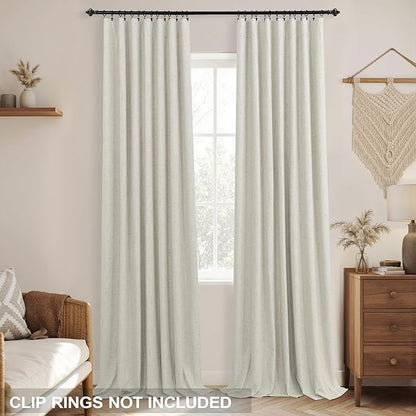 KOUFALL Oatmeal Beige Natural Linen Blackout Curtains 90 Inches Long, Pleated - Image 3