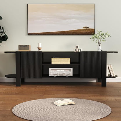 ZOSQUARE 65 Inch TV Stand for Up to 75 inch TVs, Fluted Entertainment Center - Image 6