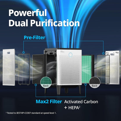 coway air purifier for home up to 3,120ft², side view